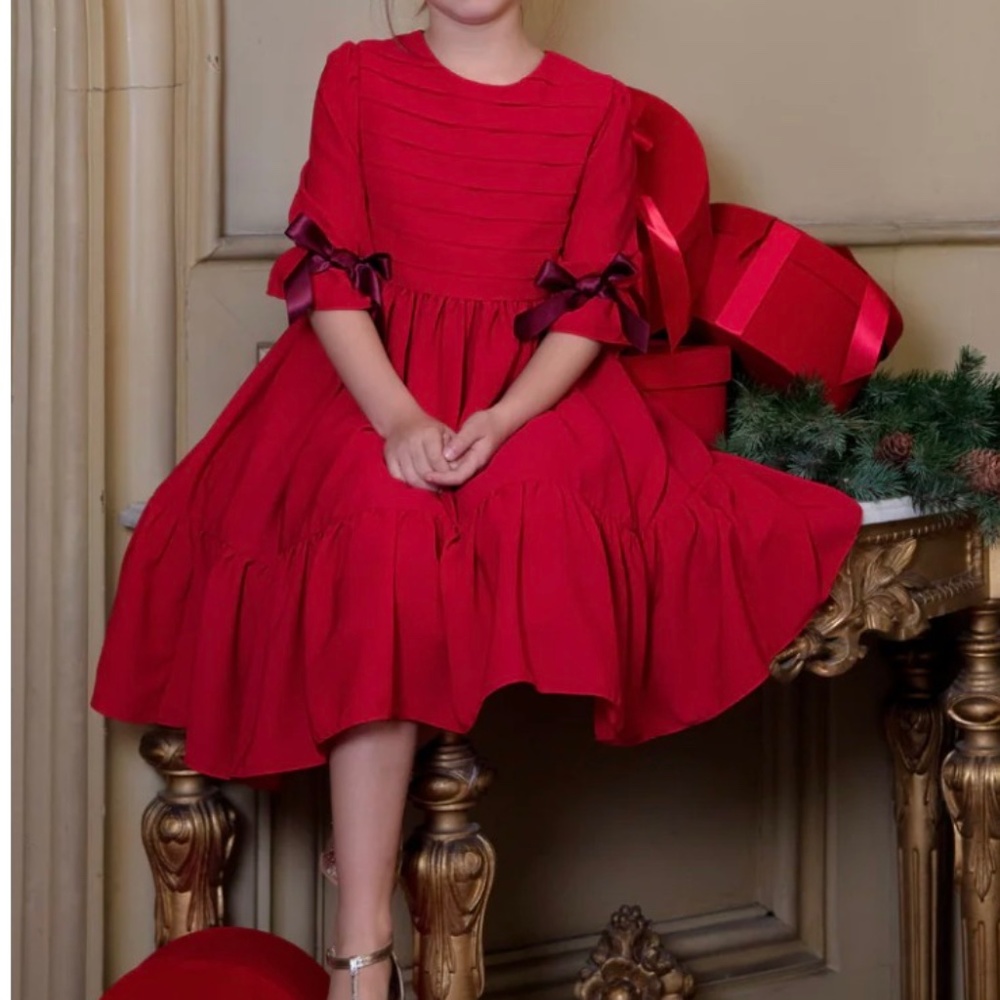 Patachou Red Chiffon Dress